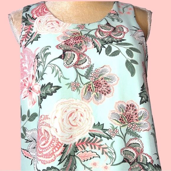 Chenault cute pretty pale green with lots of flowers in pinks and white! - Picture 4 of 10